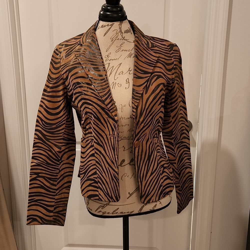 Brown suede IL Gilet zebra print jacket size S.